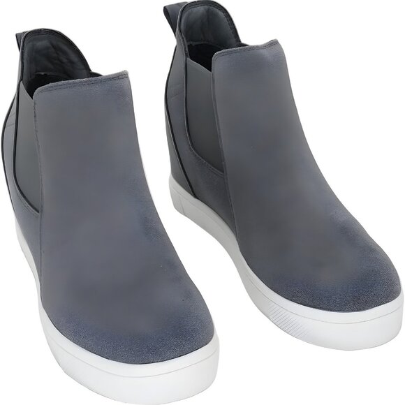 Athlefit Hidden Wedge Slip-On Ankle Sneakers Boots Gray Women US 6.5 - Picture 1 of 6